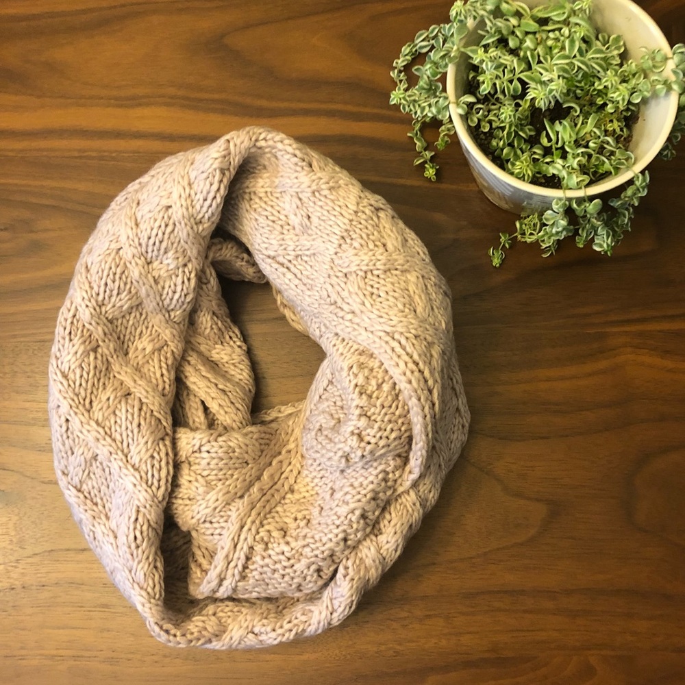 Taupe knitted infinity scarf